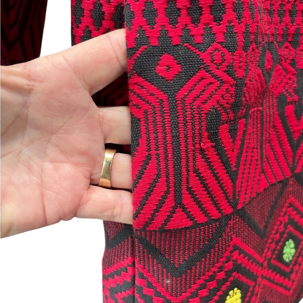 Hand crafted red black folk jacket toggle closure-L - Picture 7 of 11